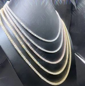 Colar de Diamante <span class=keywords><strong>Moissanite</strong></span> Hip Hop 3mm S925 em Ouro Branco, Joias Finas para Mulheres com Colar de Diamante Completo - Product Image 4