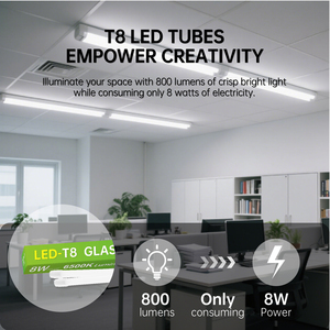 Lámpara LED T8 de Alta Eficiencia 100lm/W, Tubo de Vidrio de 8W 800lm 3000K-6500K <span class=keywords><strong>G13</strong></span> 100-265V IC-DOB para Oficina y Almacén - Product Image 4