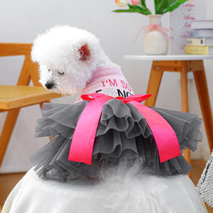 Bereit zu versenden Haustier Kleidung XS-XL Hund Mode Kleidung Frühling Sommer Hund Kleidung Stilvolle Gaze Kleid mit Bowknot - Product Image 1
