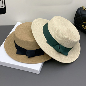 Premium Flat Top Amish Boater Hat Papier Paille Soleil <span class=keywords><strong>Chapeau</strong></span> Pêche En Plein Air Voyage Bande Arc Naturel Papale Chapeaux <span class=keywords><strong>De</strong></span> Paille pour La Fête - Product Image 2