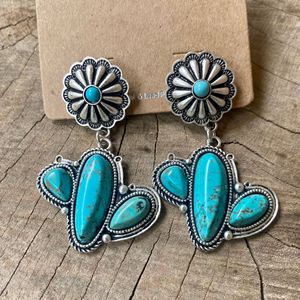 2023 simpatici <span class=keywords><strong>orecchini</strong></span> Navajo Cowgirls Western Boho style turchese <span class=keywords><strong>Cactus</strong></span> per donna - Product Image 1