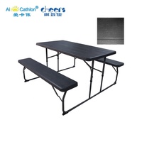 Table et banc de pique-nique pliable, offre spéciale, ensemble, en plastique, avec motif de Grain de bois, Patio, jardin