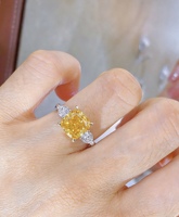 Bague de fiançailles en or 10K 14K 18K avec diamant de laboratoire jaune vif fantaisie taille coussin de 5,04 carats, trois pierres, bijoux de mariée certifiés IGI
