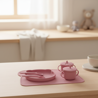 Bavoir, assiette et bol à ventouse en silicone de qualité alimentaire, imperméables et réutilisables, pour bébés et tout-petits, motif Ours moderne, pour Noël, sûrs pour bébé