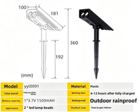 Projecteur solaire LED étanche pour drapeau de jardin, lumière chaude et brillante avec alimentation par panneau solaire