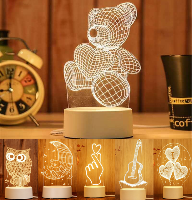 Newish Diy Custom Photo Creative 3d Illusion Anime Lamparas Children Room Acrylic Table Desk Base Usb Led Christmas Night Light