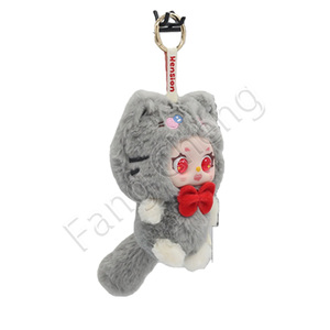 Llavero de peluche Kitten Crew, adorable colgante para bolso con disfraz de gato y detalles de lazo de colores, muñecos Gashapon de caja sorpresa, regalo de 100-120mm - Product Image 5
