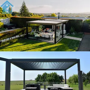 Jardín de fácil montaje, edificio impermeable, pabellón de jardín, aluminio motorizado para exteriores, ventilado, impermeable, Sol eléctrico para exteriores