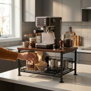Estante de Almacenamiento Multifuncional con Cajones, Metal y Madera Duraderos, Apto para Cafeteras, Hornos Microondas, Cocina - Product Image 4