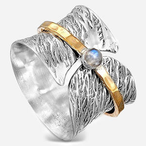 Vintage Wide Opening Rotatable Moonstone Chunky <b>Rings</b> for Men Women <b>Spinner</b> Thumb Band Chunky <b>Rings</b> Rotating Fidget <b>Rings</b> - Product Image 2