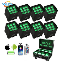 10 projecteurs LED sans fil 9x18W DMX sur batterie, avec Wi-Fi et flight case de chargement, pour DJ, scène et mariage