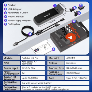 FireDrive PRO Link, Conexión por Cable Carplay para <span class=keywords><strong>Fire</strong></span> TV <span class=keywords><strong>Stick</strong></span>, <span class=keywords><strong>Fire</strong></span> TV <span class=keywords><strong>Stick</strong></span> <span class=keywords><strong>Lite</strong></span> HD 4K 4K Max, YouTube, Netflix, Prime Video - Product Image 6