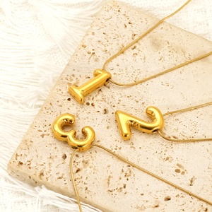 ミニマリストトレンディなステンレススチール18K金メッキジュエリーラッキーシングルナンバー1-9型ペンダントネックレス女性用 - Product Image 3