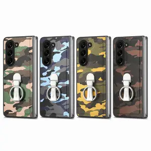 Slim Camo Case With Adjustable Ring Holder Anti-shock Anti-fall Protective Case Cover for Samsung Z Fold 5 4 3 Case Cover Shell