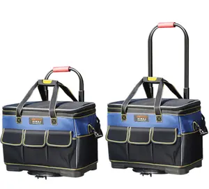 Wholesale products storage bag trolley tool case Stackable Toolbox Rolling Mobile Organizer with Telescopic Comfort Grip Handle
