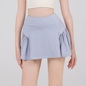 فستان wojier Pickleball للنساء مطوي تنورة تنس بلا أكمام ملابس للجولف تجريب النايلون 2 في 1 تجريب الرياضة بانت التنورات - Product Image 4