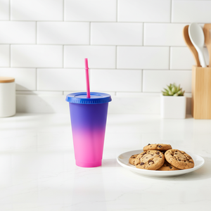 Taza mágica de sublimación con gradiente de temperatura de color, vaso que cambia de Color con tapa y paja, PP - Product Image 6