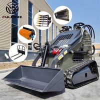 Mini-chargeuse sur chenilles Euro V haut de gamme FULCORE, capacité de levage nominale de 375 kg, pour vergers, fermes, jardins et aménagement paysager