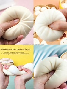 Simulation Steamed Bun TPR <b>Squishy</b> Toy Char Siu Bun with Steamer Stress Relief Vent Decompression Solid No Liquid No Gel - Product Image 4