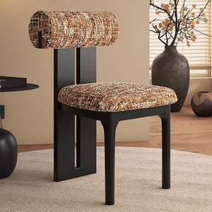 <b>Dining</b> <b>Chair</b> Upholstered Solid Wood Retro Backrest Minimalist Design For <b>Dining</b> Room - Product Image 1