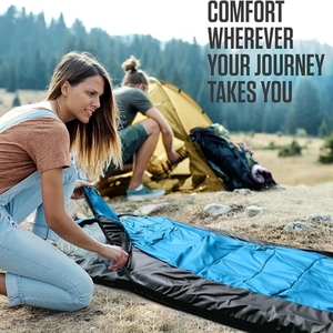 Sacs de couchage d'été légers et imperméables en polyester 210T à capuche, avec rembourrage en fibres creuses pour adultes - Product Image 6