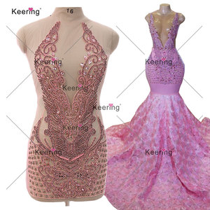 WDP-395 di fascia alta per cucire abiti da sposa da donna <span class=keywords><strong>verde</strong></span> cristallo con disegno di fiori Keering strass <span class=keywords><strong>Applique</strong></span> - Product Image 3