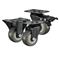1.5 2 "Petites roulettes TPR légères équipées de freins, silencieuses et respectueuses du sol pour les mini chariots de stockage Chariots utilitaires légers