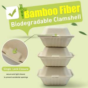 Bagazo Natural <span class=keywords><strong>de</strong></span> 6 pulgadas (fibra <span class=keywords><strong>de</strong></span> caña <span class=keywords><strong>de</strong></span> azúcar) <span class=keywords><strong>hamburguesa</strong></span> acanalada compostable para llevar cajas <span class=keywords><strong>de</strong></span> comida - Product Image 6