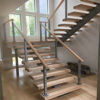 Escalier intérieur CBMmart, marches en bois massif, escalier droit, marches en bois, main courante