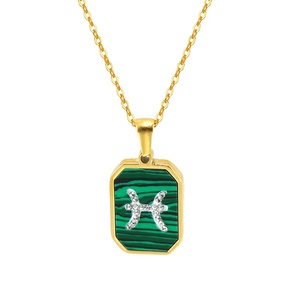 Gioielli da donna delicati senza appannamento placcato oro 18 carati 12 collane con ciondolo rettangolare con segno zodiacale oroscopo astrologia con <span class=keywords><strong>mappa</strong></span> a stella - Product Image 4