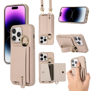 Étui de luxe en similicuir avec support, porte-cartes, sangle d'épaule et boucle annulaire pour <span class=keywords><strong>iPhone</strong></span> 17 Pro Max, Samsung S26, Google 11 Pro - Product Image 1