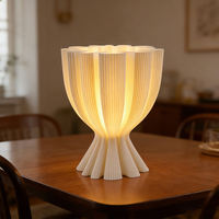 Lampe LED en forme de fleur imprimée en 3D personnalisée, vase en PLA, batterie rechargeable, base en bois, veilleuse pour la décoration de table à la maison