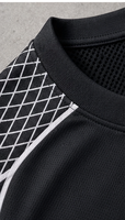 T-shirt de sport noir en gros, respirant, à séchage rapide, avec motif aile réfléchissant, pour l'entraînement et la gym, pour homme, à manches courtes