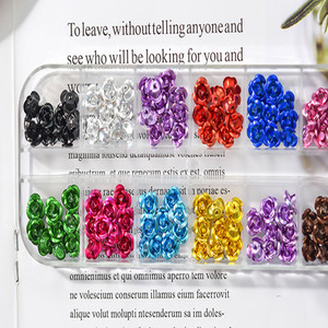 Precio de Fábrica, Decoración de Uñas 3D con Pequeñas Rosas, Flores de Aluminio Coloridas, Dijes de Pedrería para Uñas - Product Image 4