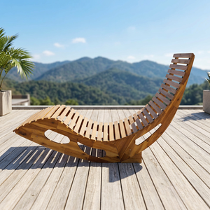 Meilleures ventes - Chaise longue à bascule en bois d'acacia massif, mobilier de jardin moderne et luxueux, matériau écologique, pour villa, parc, jardin - Product Image 2