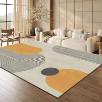 Tapis géométrique Bauhaus en velours personnalisé, noir et blanc, imprimé, antidérapant, tapis de sol doux, tapis de salon, décoration artistique moderne, grand format