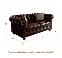 Elegantes Chesterfield-Sofa-Set mit Knopfheftung und Ottoman, 3-teiliges Wohnzimmermöbel-Set aus Leder, Dunkelbraun, getuftet