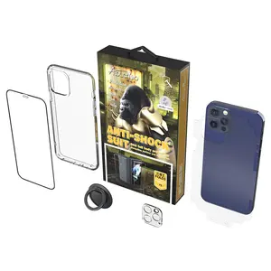 ATB 5 en 1 para iPhone 12 13 14 14pro Max Funda de teléfono de protección completa y juego de protector de pantalla de lente