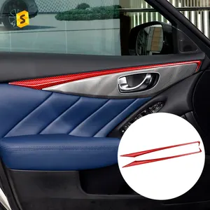 Shasha Carbon Rear Door Trim For Infiniti Q50 Q50L Real Carbon Fiber Modern Style Interior Accessories Decoration