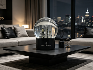 Globe à neige 3D personnalisé en résine OEM, globe à eau en verre artisanal avec silhouette urbaine, 10 cm, cadeau d'entreprise de luxe, objet de collection - Product Image 3