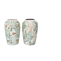 Nouveaux vases en céramique de style chinois rétro, luxe léger, en porcelaine bleue et blanche, motif de fleurs vertes effet glaçons, pour Pâques