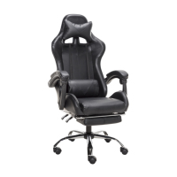 Chaise de jeu ergonomique pivotante en cuir PU noir avec base en métal chromé, mobilier de bureau à domicile de luxe 2024, Silla Gamer pas cher