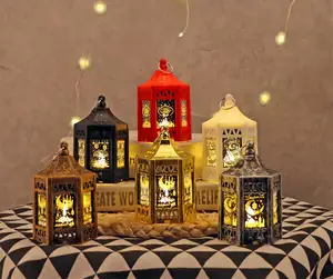 Fashion Ramadan Plastic Led Light Wind Lamp Eid Mubarak Night Lantern Hanging Decoration Ornaments