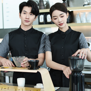 Wholesale Customized Logo Restaurant Bar Uniform Bartender Work Shirt Work Clothes Waiter Uniform Waiter Shirts - Product Image 6