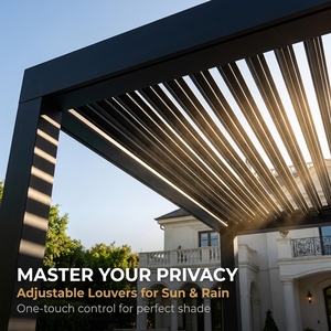 Pergola solaire HENLIXO pour jardin, pergola photovoltaïque avec toit à lames orientables électriques solaires, pergola en aluminium - Product Image 3