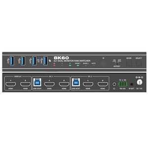 8K60hz 2x1 Dual <strong>Monitor</strong> HDMI KVM Switcher Transmit USB 3.0 signal up to 5Gbps for KVM Function - Product Image 4