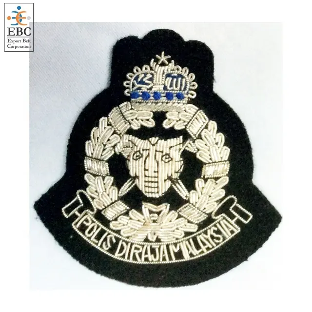 Penjara Malaysia Hand Stickerei Bestickt Silber Bullion Draht Abzeichen, Patch, Crest, Flügel