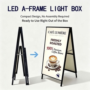 High-light floor-standing A-frame <b>LED</b> lightbox poster display stand shop entrance display stand foldable stand promotional <b>sign</b> - Product Image 1