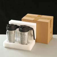 Bouteille en verre pour café infusé à froid 64oz, pichet en verre épais type Mason avec bec verseur, couvercle, poignée, bouchon à vis estampé à chaud, filtre, pour consommation directe