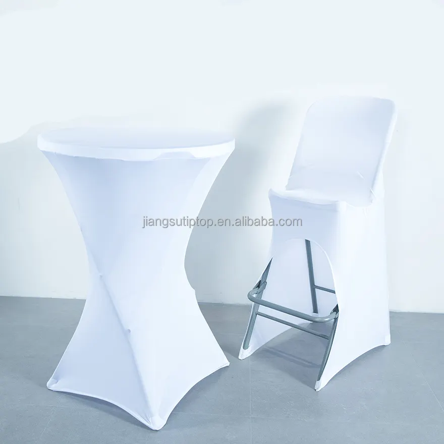 Custom Round Spandex Table Clothes Party Outdoor Elastic Slipcovers Cocktail Stretch Bar Table Covers for Wedding